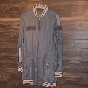 True Religion Women’s Long Bomber Jacket - Balsam Green - Size S